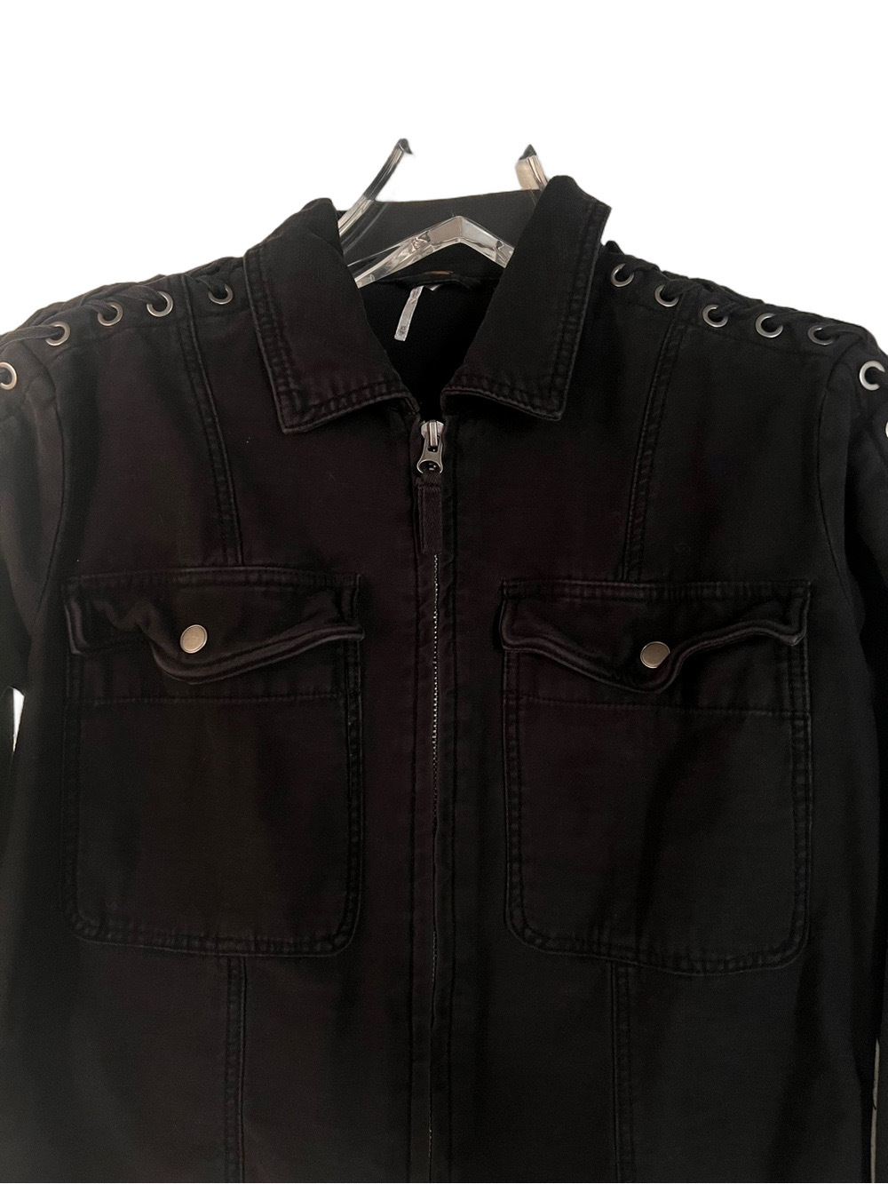 Free People Faye Black Military Jacket - Size XS - Picture 6 of 9